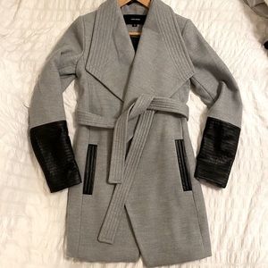 Vero Moda Grey & Faux Leather Detail Coat